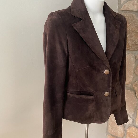 Esprit suede jacket brown with lining size US 6 sport chic - Picture 2 of 9
